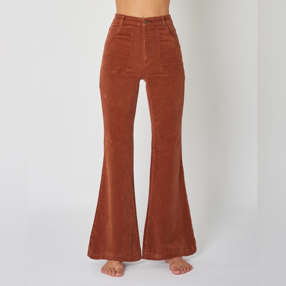 Rolla’s East Coast Corduroy High Rise Flare Jeans | Chestnut